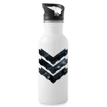 Futuristic Sci-Fi Space Station Layers – Dark City - Water bottle with straw - white - Right