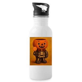 Cadeau de costume effrayant de citrouille d’Halloween - Gourde avec paille intégrée - blanc - Droite