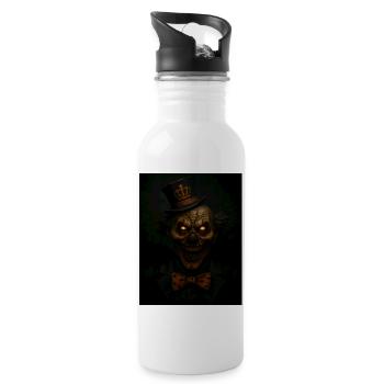 Grusel Clown Halloween Geschenk - Trinkflasche mit integriertem Trinkhalm - Weiß - Rechts