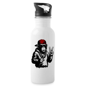 Cooler Affe - Trinkflasche mit integriertem Trinkhalm - Weiß - Rechts