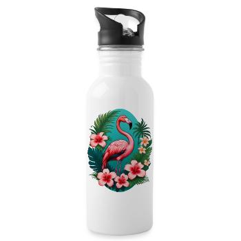 Flamant - Gourde avec paille intégrée - blanc - Droite