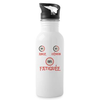 Fatiguée - Gourde avec paille intégrée - blanc - Droite