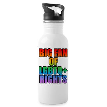 Big Fan of LGBTQ+ Rights Rainbow - Water bottle with straw - white - Right
