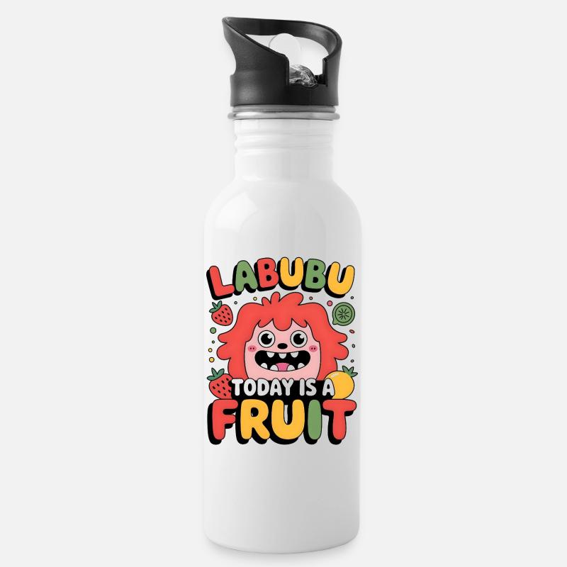 Fruit Monster Cartoon Art drôle - Gourde avec paille intégrée - blanc