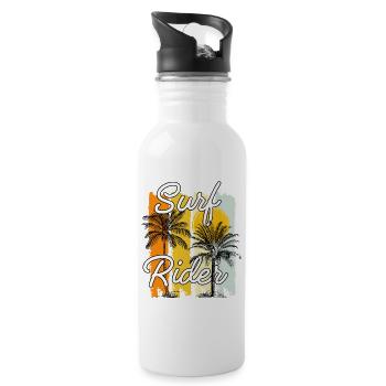 Design de Surf Rider avec Palmiers et Soleil - Gourde avec paille intégrée - blanc - Droite