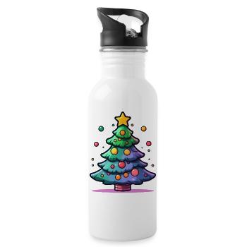 Arbre de Noël festif avec des ornements colorés - Gourde avec paille intégrée - blanc - Droite