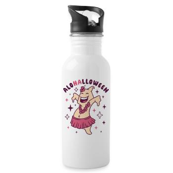 Halloween Lustiger Geist im Hula Rock - Trinkflasche mit integriertem Trinkhalm - Weiß - Rechts