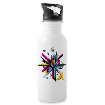 Urban Cityscape mit Pop-Art Akzenten - Trinkflasche mit integriertem Trinkhalm - Weiß - Rechts