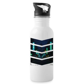 Neon City at Night 1 - Arrows - Water bottle with straw - white - Right