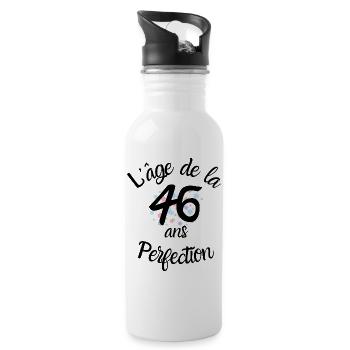 46 Jahre alt, das Zeitalter der Perfektion - Trinkflasche mit integriertem Trinkhalm - Weiß - Rechts