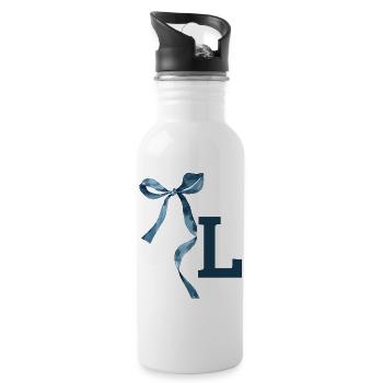 Monogramm l Geschenkidee - Trinkflasche mit integriertem Trinkhalm - Weiß - Rechts