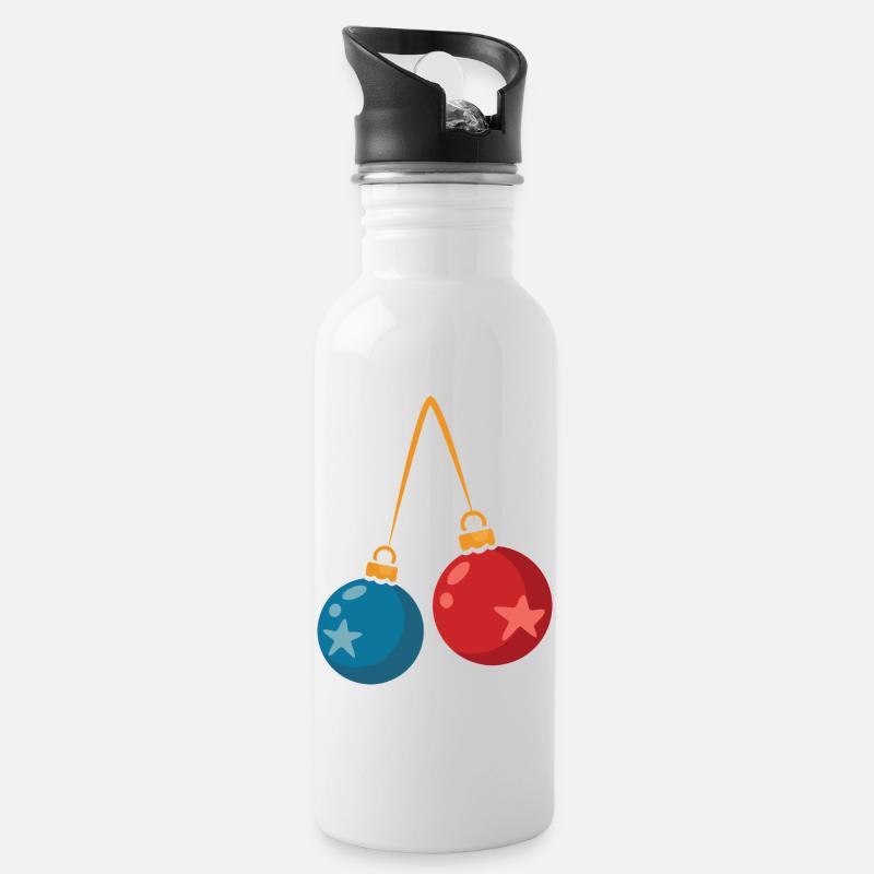 Conception de décoration de boules de Noël colorées - Gourde avec paille intégrée - blanc