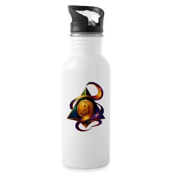 Bitcoin and Blockchain Creative Design - Water bottle with straw - white - Right
