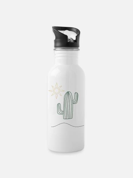 Cactus in sunlight - Water bottle with straw - white