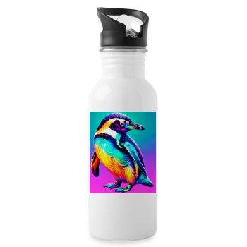 penguin - Water bottle with straw - white - Right