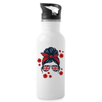 Brit Pop Floral Sunglasses - Water bottle with straw - white - Right