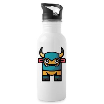 Stier Halloween Comic Bulle - Trinkflasche mit integriertem Trinkhalm - Weiß - Rechts