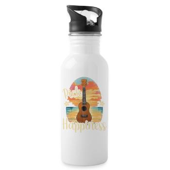 Pick Happiness! Ukulele Sunset - Trinkflasche mit integriertem Trinkhalm - Weiß - Rechts