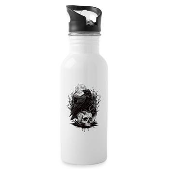 Black Crow F-Caw-F Funny Gothic Humor - Water bottle with straw - white - Right
