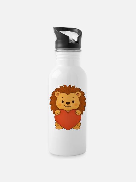 Leo with heart - Water bottle with straw - white