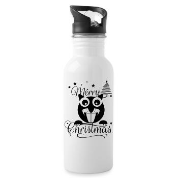 Merry Chrysstman's Squirrel - Water bottle with straw - white - Right