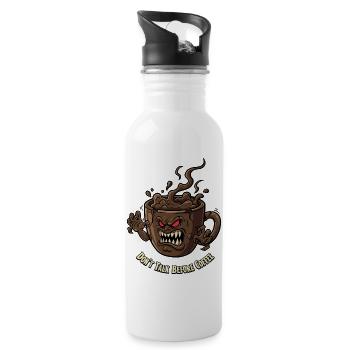 Angry coffee cup before coffee - Water bottle with straw - white - Right