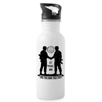 LASS DEN FRIEDEN SIEGEN - Trinkflasche mit integriertem Trinkhalm - Weiß - Rechts