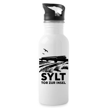sylt tor zur insel - Trinkflasche mit integriertem Trinkhalm - Weiß - Rechts