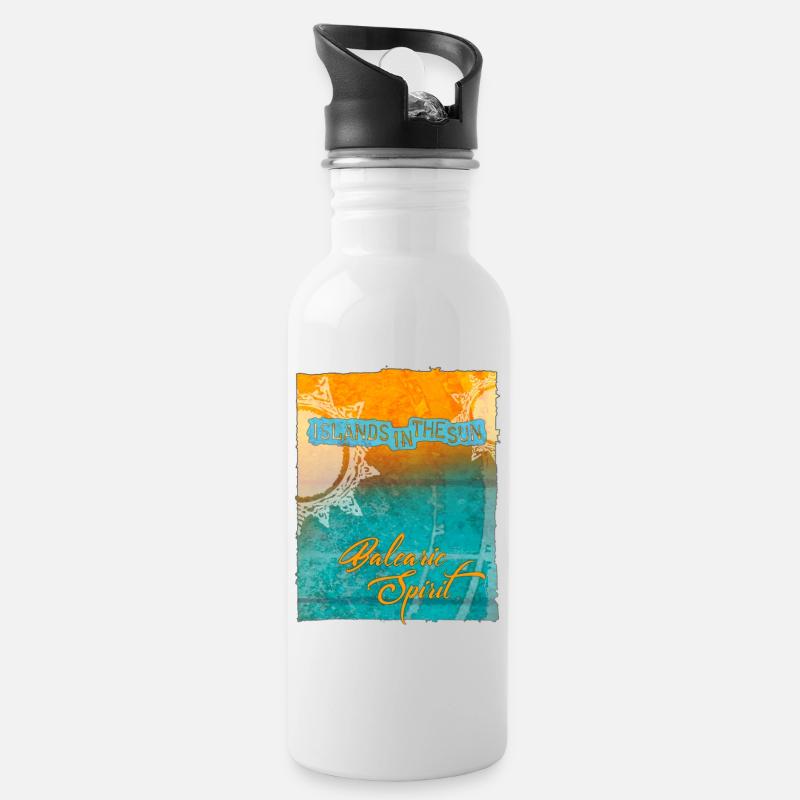 Balearic Islands in the Sun - Water bottle with straw - white