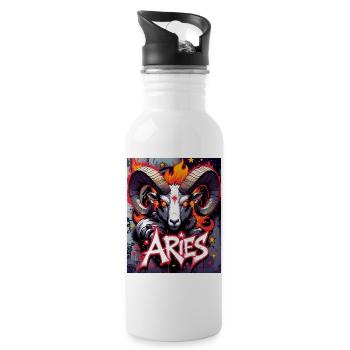 Aries - Water bottle with straw - white - Right