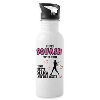 Joueur de squash, maman, joueur de squash, mère, épouse - Gourde avec paille intégrée - blanc - Droite