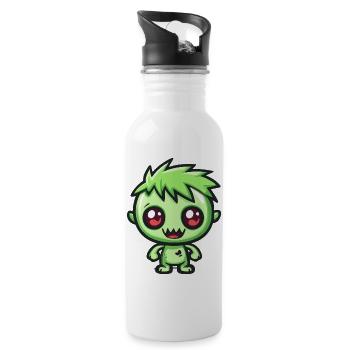 Zombie Halloween Gruselig Comic - Trinkflasche mit integriertem Trinkhalm - Weiß - Rechts