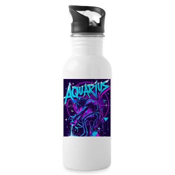 Aquarius - Water bottle with straw - white - Right