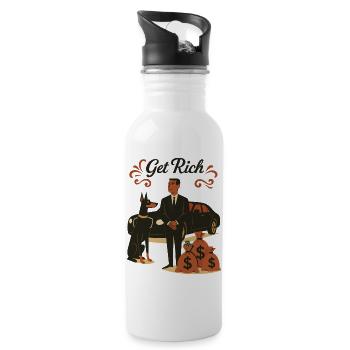 Get Rich Lifestyle - Trinkflasche mit integriertem Trinkhalm - Weiß - Rechts
