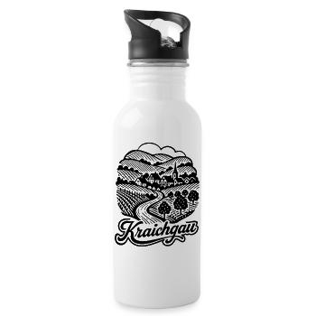 Kraichgau Illustration mit Schriftzug - Trinkflasche mit integriertem Trinkhalm - Weiß - Rechts