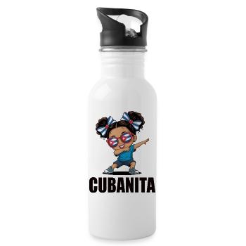 Drapeau de Cuba Jolies Cubanitas Filles Femmes - Gourde avec paille intégrée - blanc - Droite