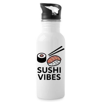 Sushi vibes - Water bottle with straw - white - Right