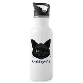 Schrödinger Katze - Trinkflasche mit integriertem Trinkhalm - Weiß - Rechts