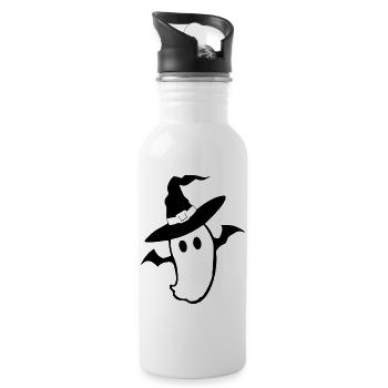 Halloween_T-shirt_Gespenst_Kawaii_spooky_cute - Trinkflasche mit integriertem Trinkhalm - Weiß - Rechts