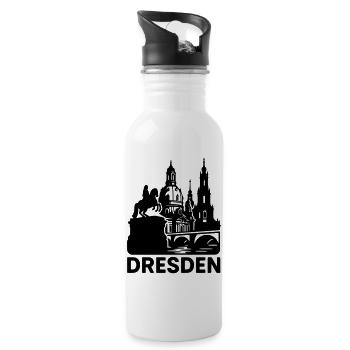 Dresden Landmark Silhouette - Water bottle with straw - white - Right