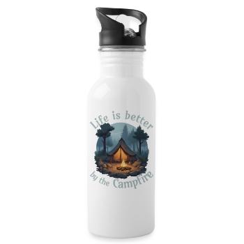 Life is better by the campfire - Trinkflasche mit integriertem Trinkhalm - Weiß - Rechts