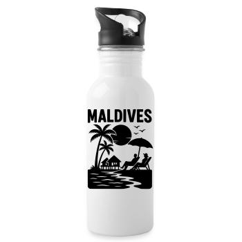 Malediven Maldives - Trinkflasche mit integriertem Trinkhalm - Weiß - Rechts