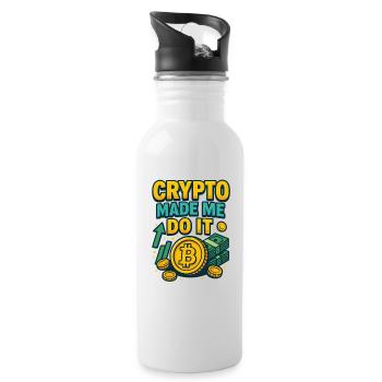 Crypto Made Me Do It Bitcoin, Investing  - Water bottle with straw - white - Right
