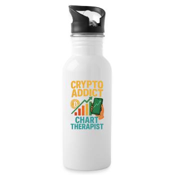 Crypto Chart Therapist, Investing  - Water bottle with straw - white - Right