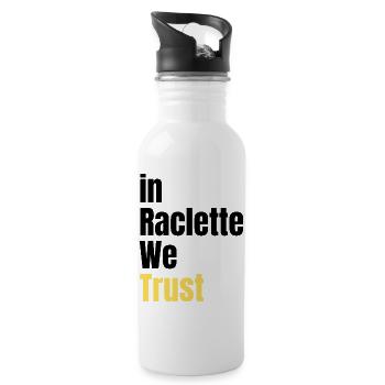 In Raclette We Trust Humor Käse - Trinkflasche mit integriertem Trinkhalm - Weiß - Rechts