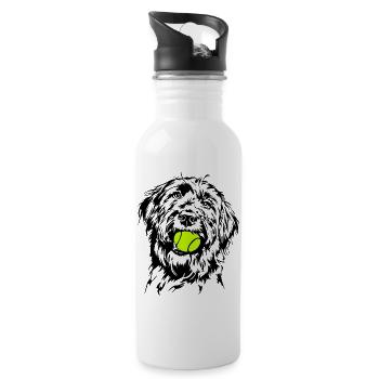 Briard Ball Balljunkie Dogs Wilsigns - Water bottle with straw - white - Right