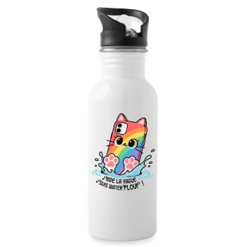 Waterplouf Katze Handy! - Trinkflasche mit integriertem Trinkhalm - Weiß - Rechts