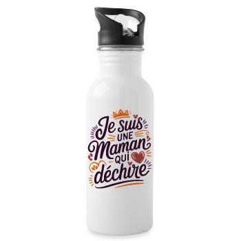 Ich bin eine Killer-Mutter - Trinkflasche mit integriertem Trinkhalm - Weiß - Rechts