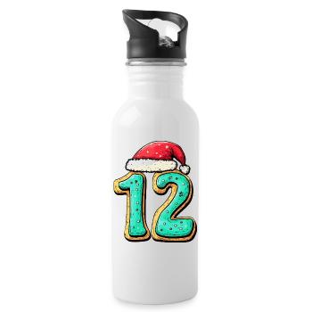 12 Number Cookie Christmas - Water bottle with straw - white - Right