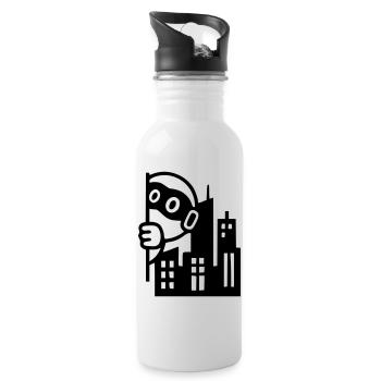 Urbaner Held | Rebell in der Großstadt - Trinkflasche mit integriertem Trinkhalm - Weiß - Rechts